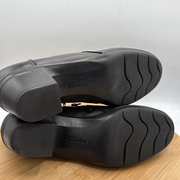 Clarks Women's Emslie Boot Size 9.5 Block Heel Bootie Shootie Black Leather - Picture 9 of 11